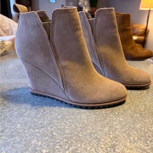 Dolce Vita Taupe Wedge Ankle Boots
